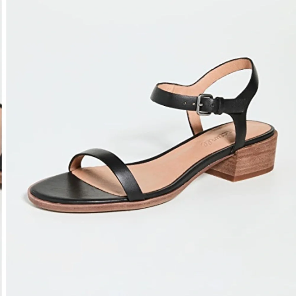 Madewell black leather Louise sandals with ankle strap 8.5 - Picture 1 of 13